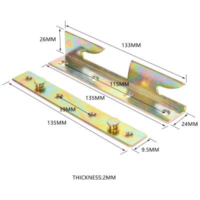 China Modern Color Zinc Hardware Wooden Bed Frame Connectors Recess Hinge Rail Brackets For Bed VT-14.096 for sale