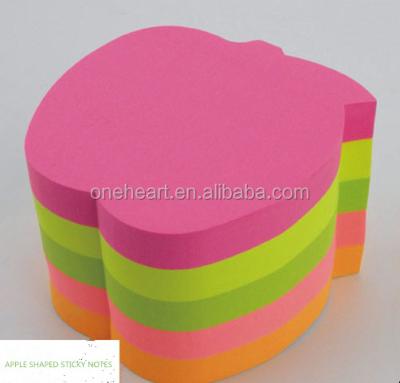 China Fashional self-adhesive and colorful apple shaped sticky notes/cute cartoon sticky notes for sale