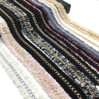 China Gold Viable Metal Tassel Chain Ribbon Trim Elegant Decorative Lace Ribbons For Summer Handmade Dress for sale