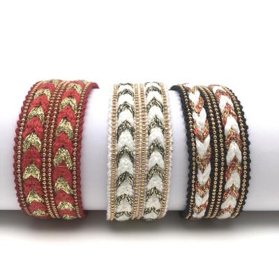 China Bead Chain Embroidery Workable Gold Copper Ribbon Trim DIY Garment Decoration Lace Ribbon Lace for sale