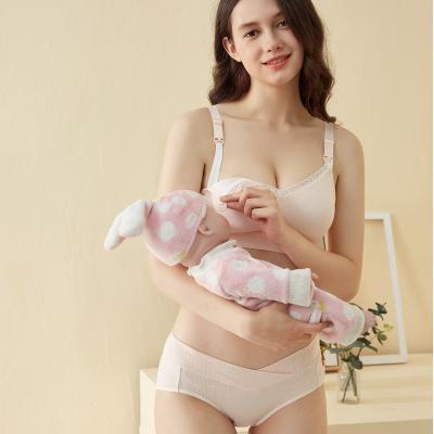 China Comfortable V-Neck Anti-Static Cross Criss Plus Size Pregnancy Women Breastfeeding Bralette Sexy Nursing Panties Nursing Bra Set for sale