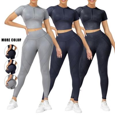 China Breathable Custom Logo Womens Tracksuit Yoga Suit Sport Wear Customized Seamless Yoga Apparel Workout Leggings Workout Apparel for sale