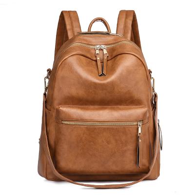 China Anti-theft PU Large Capacity Travel Leather Backpack for sale