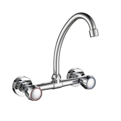 China Modern High Quality Deck Mounted Double Handle 2Ways Cold And Hot Water Kitchen Faucet Taps Fully Adjustable for sale