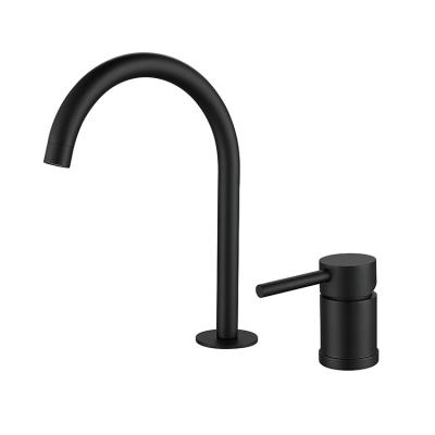 China Metered Faucets Single Handle Faucet Black Deck Mounted Faucet Stainless Steel Premium Bathroom Sink Faucet for sale