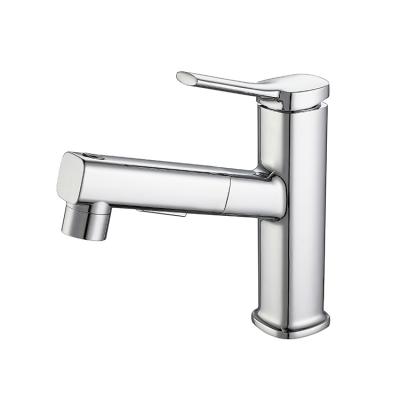 China Zinc Alloy Metered Faucets Single Handle Faucet Cold And Hot Water Faucet Pull Out Bathroom Sink Faucet Deck Mounted Single Handle Faucet for sale