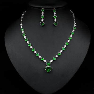 China CLASSIC Zircon Inlaid Jewelry Bride Costume Designers Love Heart Earrings Necklace for sale