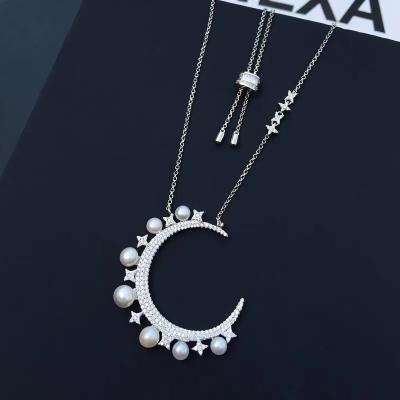 China New Retro Vintage Star Moon Snowflake Tassel Necklace CSI Long Section Trendy Sweater Chain Clavicle Chain Women for sale