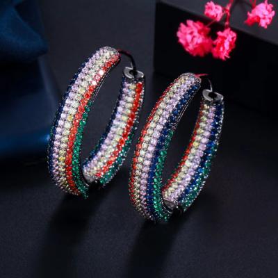 China Fashion Ladies Earrings CLASSIC Color Zircon Inlaid Nanotechnology Earrings Europe And USA Favorite for sale