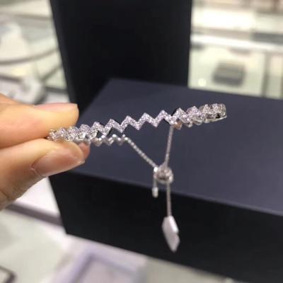 China Nickelez/Lead Free Luxury Micro Stone Zirconia Zigzag Wave Shape Bracelet Women Shape Jewelry for sale