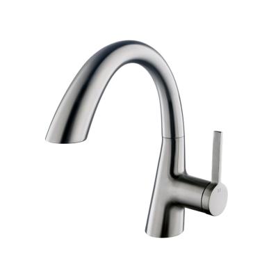 China Pull Out Spray cUPC 304 Stainless Steel Swan Neck Single Handle Pull Out Kitchen Sink Faucet Hot And Cold Water Mixer Tap With Sprayer for sale