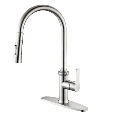 China Pull Out Spray High Quality cUPC 304 Stainless Steel Single Handle Pull Out Kitchen Sink Faucet Hot And Cold Water Mixer Tap With Sprayer for sale