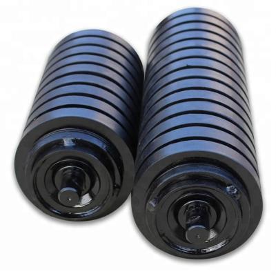 China CEMA Waterproof Dustproof Heat Insulation Standard Roller Impact Rubber Rings Coated Conveyor Roller Troughing Idler for sale