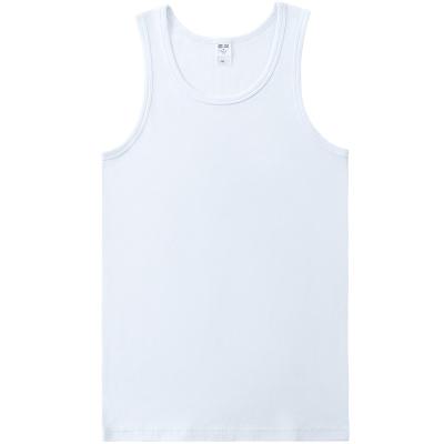 China 2022 Mens Summer Rib Vest Exercise Fitness Anti-Shrink Cotton Sleeveless Vest Heavy Weight White for sale