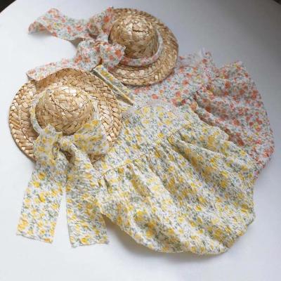 China 2022Summer Straw Hat Viable Flower Bud Skirt Floral Dog Clothes Puppy Cat Anti-hair Sleeveless Slim Style for sale