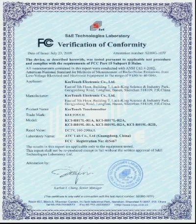 FCC - KeeTouch Co., Ltd.