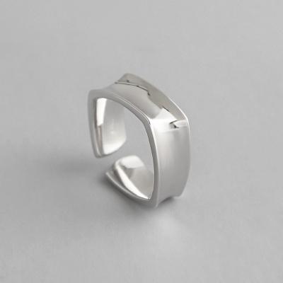 China TRENDY Korean sterling silver soft opening silver ring of simple geometric square female ring INS S925 for sale