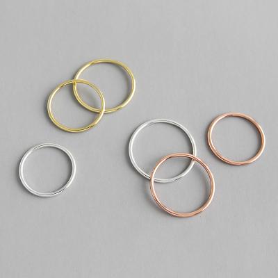 China Vintage Minimalism Slightly 1.2mm Soft Line Rose Gold Plated Vintage Women S925 Sterling Silver Simple Ring for sale