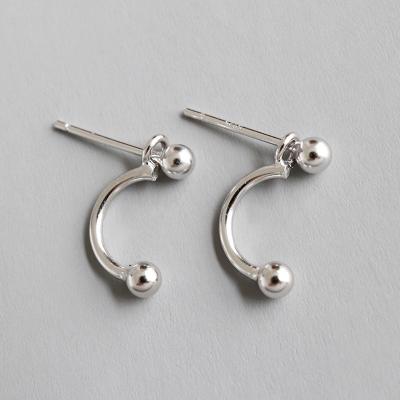 China S925 CHIC Style Simple Sterling Silver Geometric Round Ball Pearl Stud Earrings For Women for sale