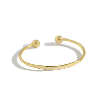 China Gaodun Sterling Silver Bangle Bracelet 18k Gold Plated Round Bracelet For Woman for sale