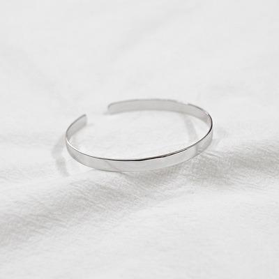 China CLASSIC Pure Korean Silver Shiny Geometric Plain S925 Sterling Silver Open Cuff Bracelet for sale