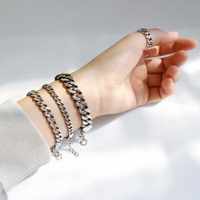 China Luxury 925 Silver Chain Cuban Link Vintage Hip Hop Bracelet Men's Jewelry Men's Bracelet Silver Men's Bracelet for sale