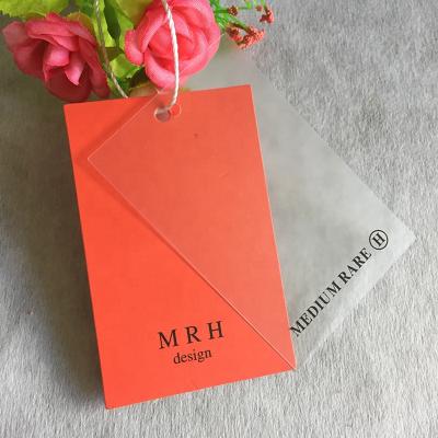 China Custom Viable Transparent 5*9cm Plastic Recyle PVC Label Price Card Printing Name Tag Eco-friendly Hangtag for sale