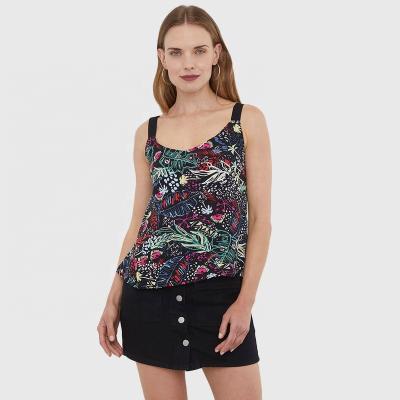 China Ladies Rayon Visoce QUICK DRY Print Woven Tank Top With Shoulder Strap for sale