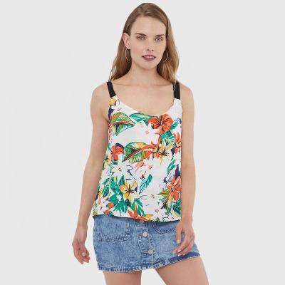 China Ladies Rayon Visoce QUICK DRY Print Woven Tank Top With Shoulder Strap for sale