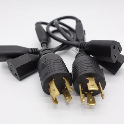 China Commercial High Quality CE Adapter NEMA L14-30 Locking Receptacle Plug To 5-15R Y Splitter Cable US Plug Power Cord for sale