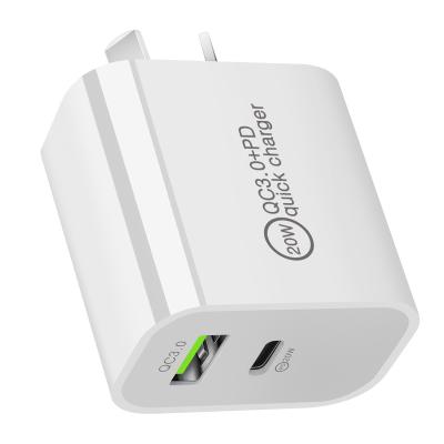 China QC3.0/PD 20W PD Fast Charging Fast Charging Type c Us Wall Charger Plug USB-c Power Adapter For Iphone 12 pro For Apple USB Charger for sale