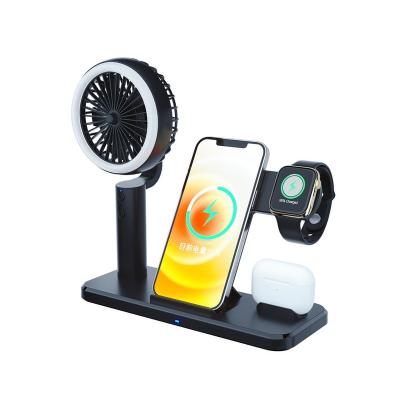 China Wireless Charging For I Watch 2/3/4/5/6/SE 2021 Newcomers 4 Handheld In 1 Wireless Charger Stand With Night Led Lamp For Iphone 12 Watch for sale