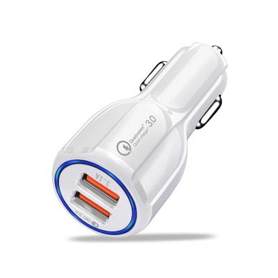 China Dual / 2 Usb 3.0 Left Fast Charging Mini Car Charger Dual Usb Port Fast Car Charger Adapter For Iphone for sale