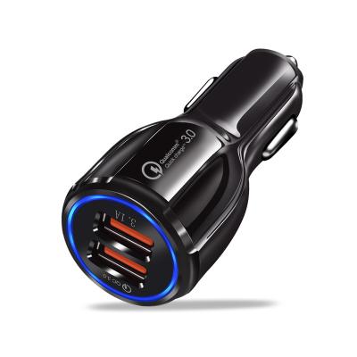 China Dual / 2 New Arrival Usb 3.0 Port Fast Charging Usb Car Charger Adapter With Port 2 Usb Charger For Dual Qi 3.0 Iphone Car Charger Adapter for sale