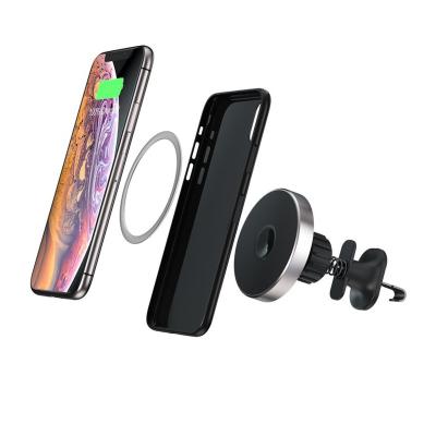 China Qi 15w Magnetic Attraction Function Car Phone Holder Air Vent Mount Strong Fast Wireless Charger Car Mobile Phone Holder for sale