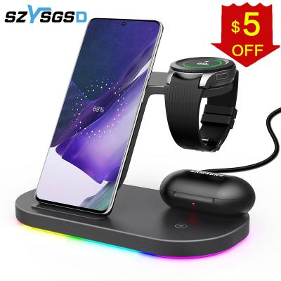 China 15W Mobile Phone Wireless Chargers Stand Fast Charging Dock For Samsung Watch 4 Z Fold3 Z Flip3 S21 S20 3 2 Speed ​​S3 S4 Active Buds for sale