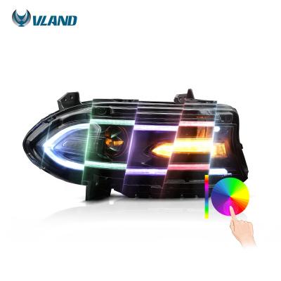 China VLAND Automotive Led Headlight Wholesales R/T SRT LED RGB Shine DRL Assembly Head Lights Wholesales Headlight 2015-UP For Dodge Charger for sale