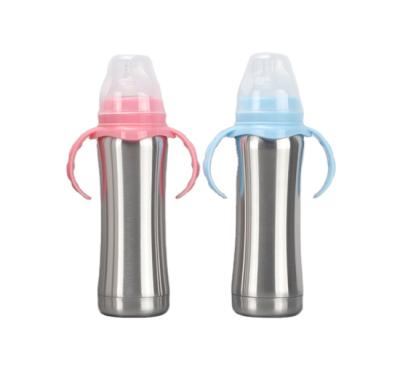 China PORTABLE 8oz BPA Free Baby Bottle with Silicone Nipple Stainless Steel Baby Bottle with Straw for sale