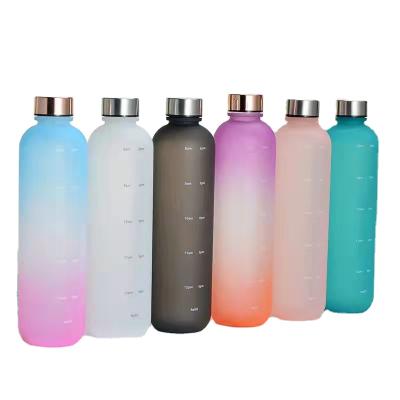 China 2021 1000ML Tritan Water Bottle Time Marker Water Bottle Viable Popular Plastic Bpa for sale