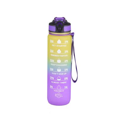 China Custom1 Liter Sustainable Plastic Water Bottle Motivational Water Bottle With Sticker for sale