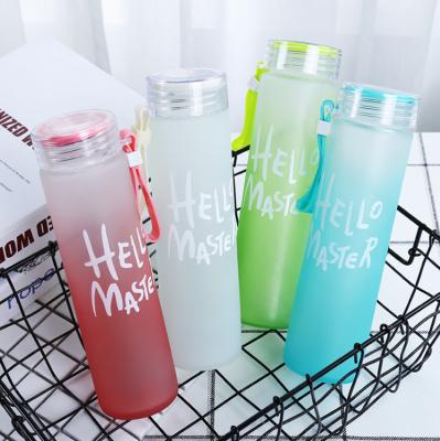 China Custom Viable Colorful Fashionable Empty Portable Gradient BPA Free Glass Water Bottle for sale