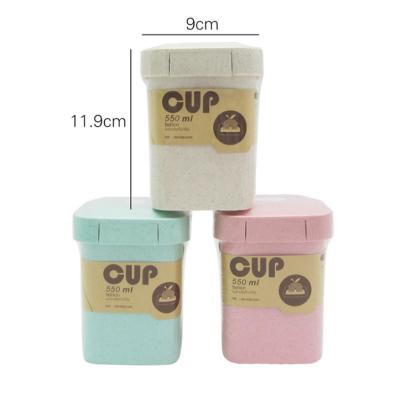 China 2020 Coffee Mug 300ml Eco Wheat Straw Sublimation Coffee Thermo Viable Biodegradable Water Cup Bottle With Spoon for sale