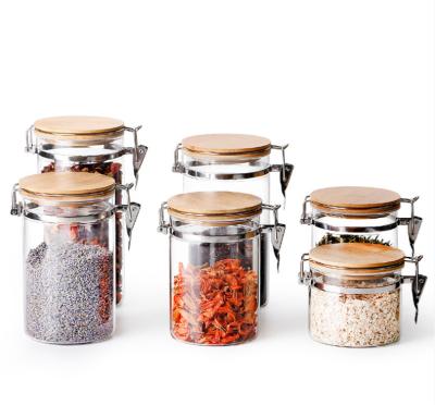 China High Quality Freshness Preservation Glass Jar With Wooden Clip Tops Customized Glass Storage Jar for sale