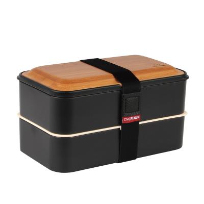 China Hit OEM Microwavable 2 Layer Adult Bamboo Lunch Food Containers Rectangle Bento Lunch Box BPA Free Bento Box for sale