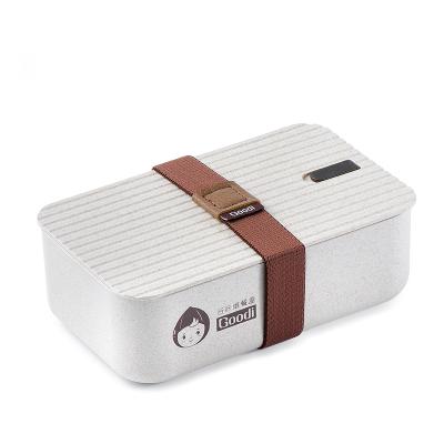 China Microwavable Husk Fiber With Bento Box 1000ml 34oz Plastic Lunch Box Eco Wheat Fiber Single Layer Food Container for sale