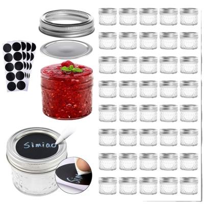 China Hot Selling Freshness Preservation 40 Piece 120ml Diamond Caviar Jar Salad Jam Glass Jar 4oz Sealed Mason Jar for sale