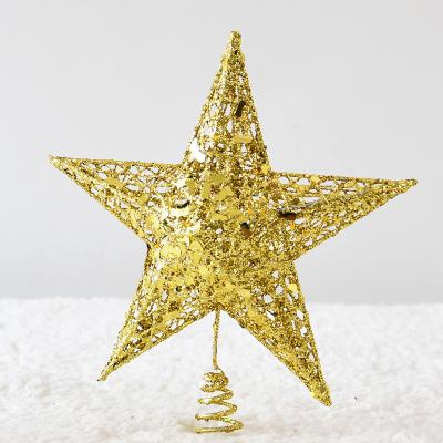 China Gold Glitter Iron Star Christmas Tree Decoration Christmas Tree Topper Decoration Ornaments for sale