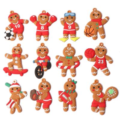 China As Picture PVC Cute Soft Gingerbread Man Pendants Christmas Tree Hanging Ornaments for sale