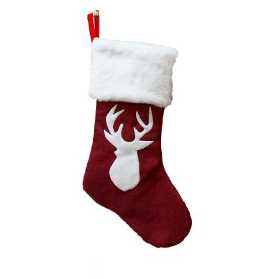 China 4 Styles Amazon Hot Sale Red And White Christmas Knit Stocking Decoration Supplies for sale