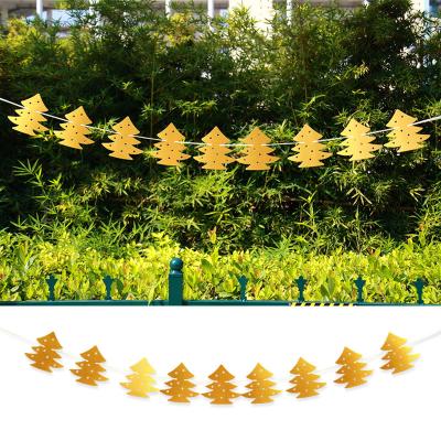 China Wholesale Christamas Decoration Christmas Tree Shape Hanging Christmas Paper Banner Decorations Supplies for sale